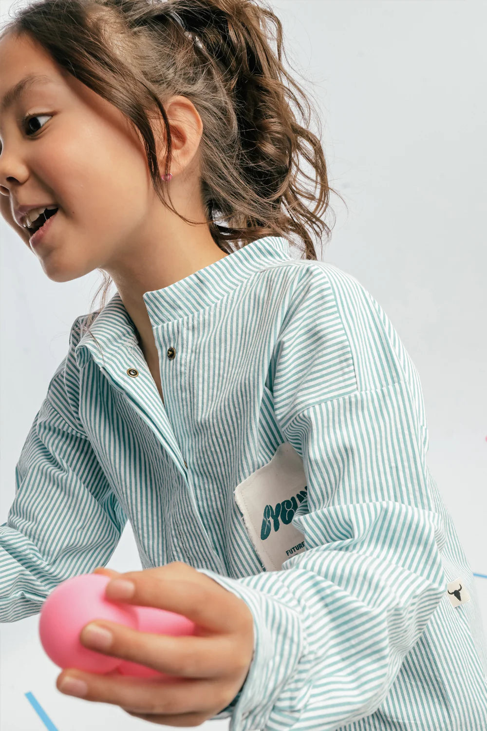 Striped cycling shirt in mint green