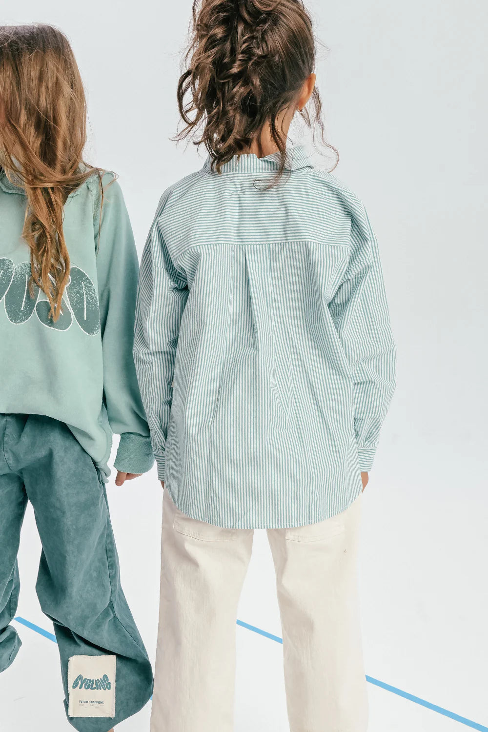 Striped cycling shirt in mint green