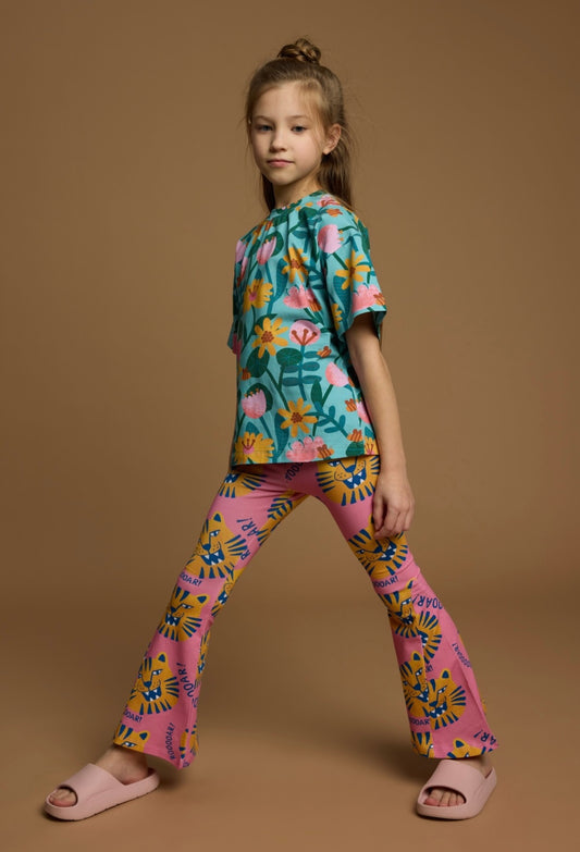 Flared pants pink tigers