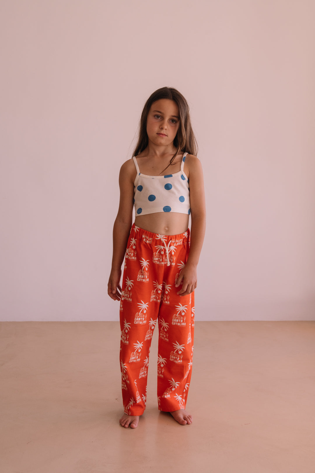 Pants Jamie White/Orange Palms