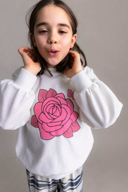 Roses velvet puff sweatshirt