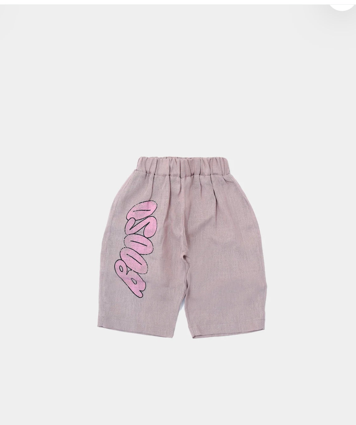 Linen culotes pants with pink detail