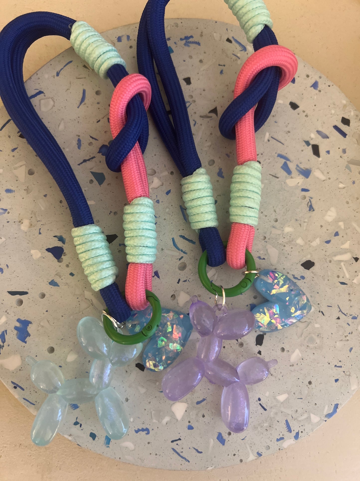 Bag charm with dog & blue heart