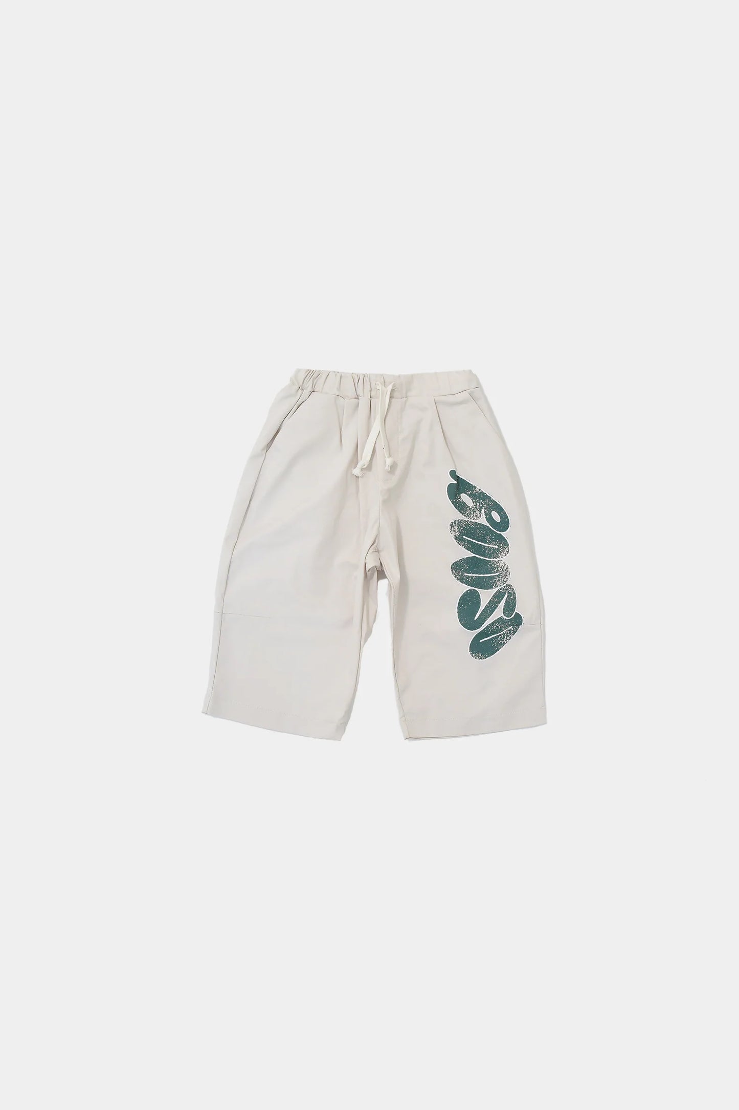 White culotes pants with green detail