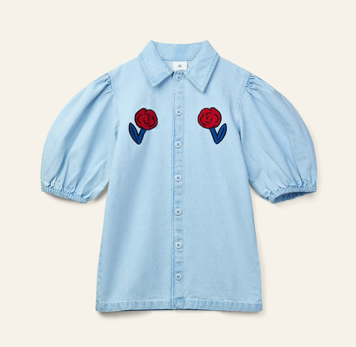 Anka light blue shirt dress with roses