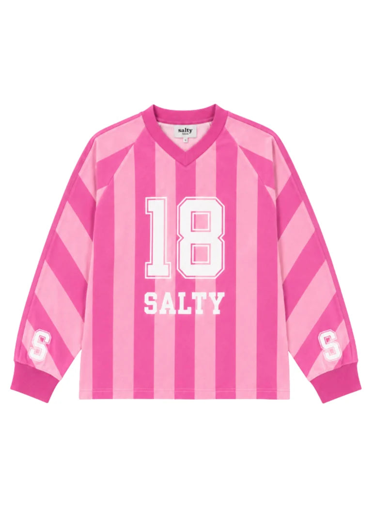 Salty sports stripes tee pink