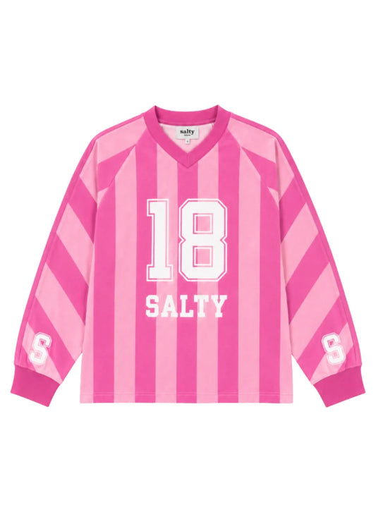 Salty sports stripes tee pink