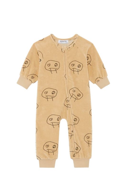 Freds face terry towel sleepsuit