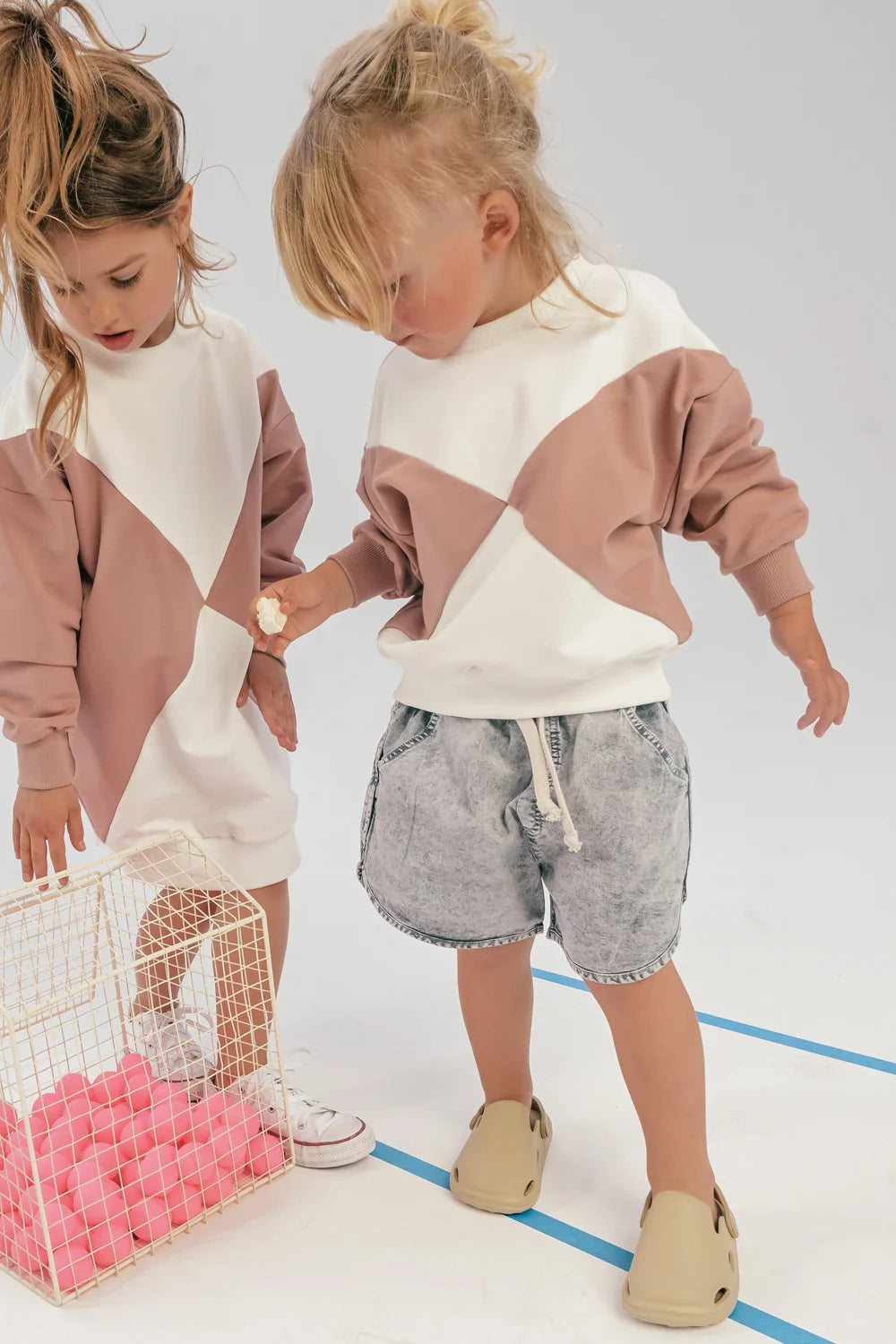 Panel sweat ecru pink