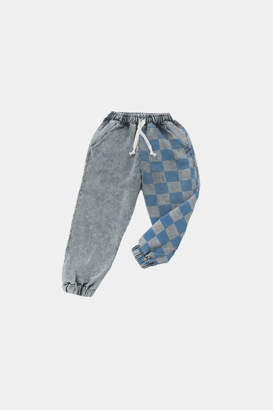 Wide Checked pants grey/blue