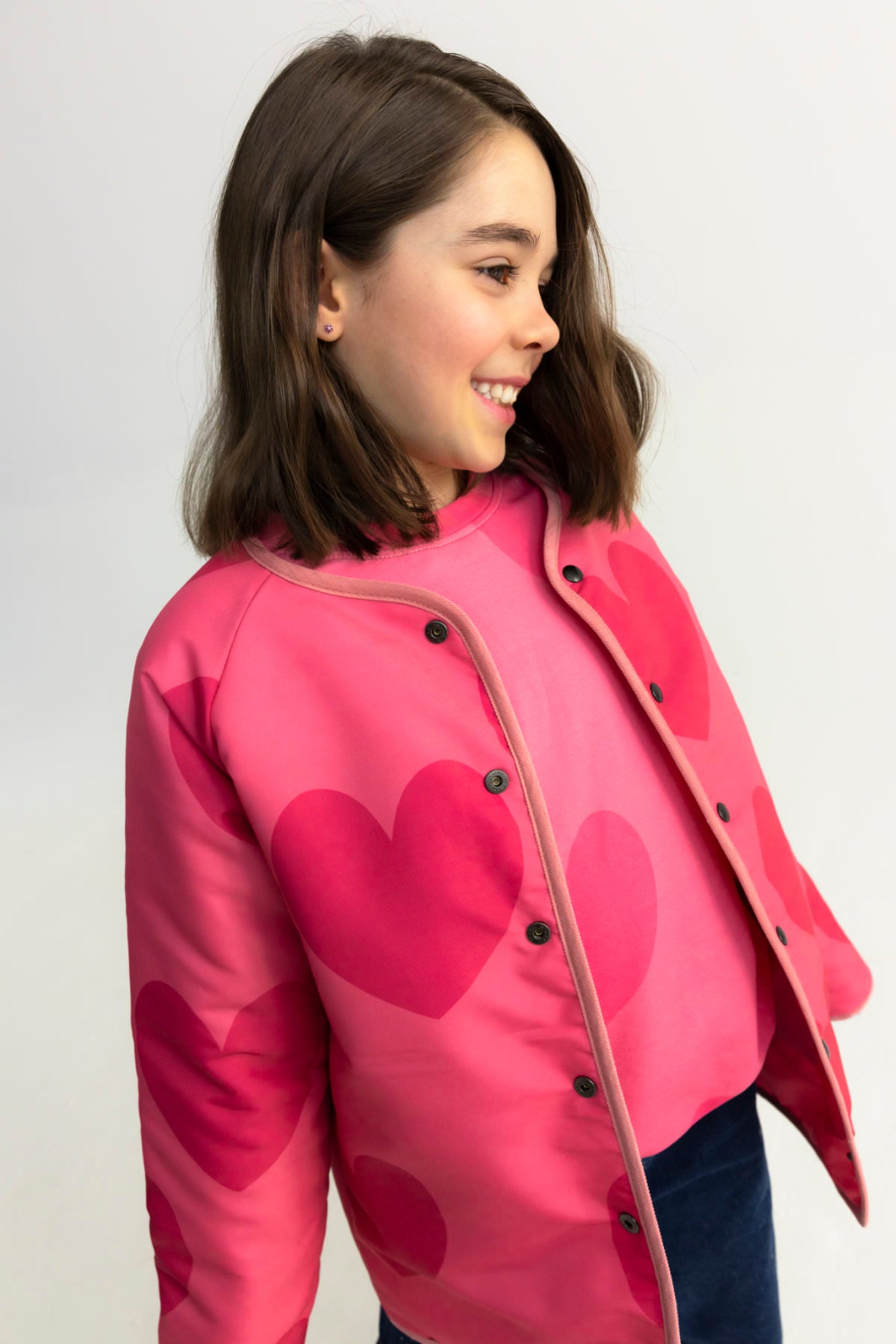 Hearts pink reversible jacket