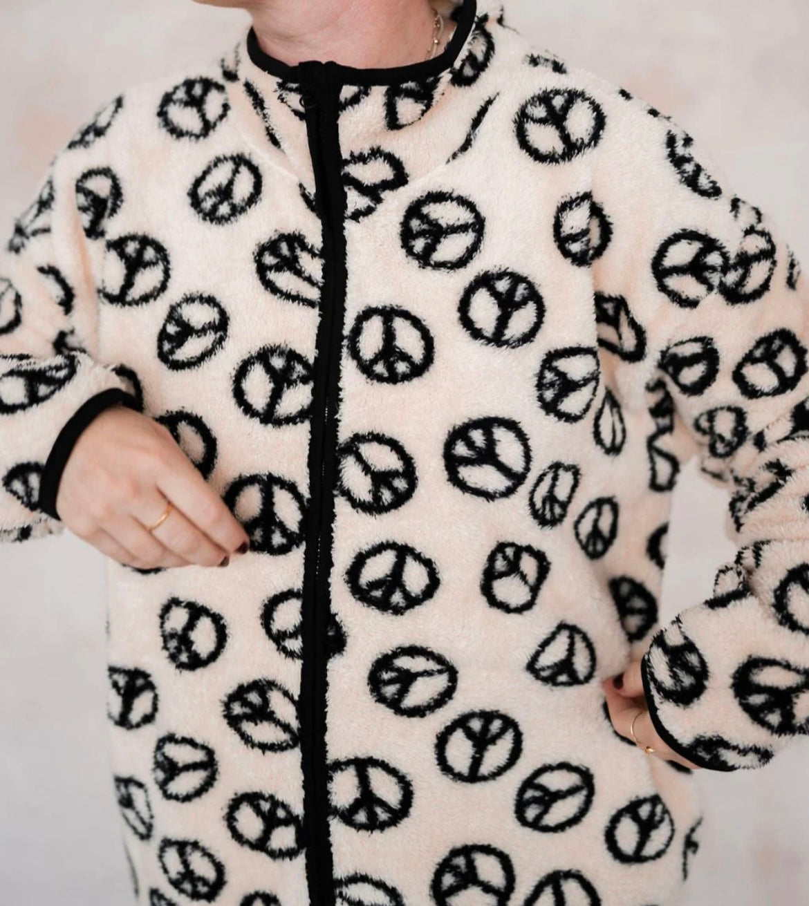 Peace sign ADULT fluffy jacket