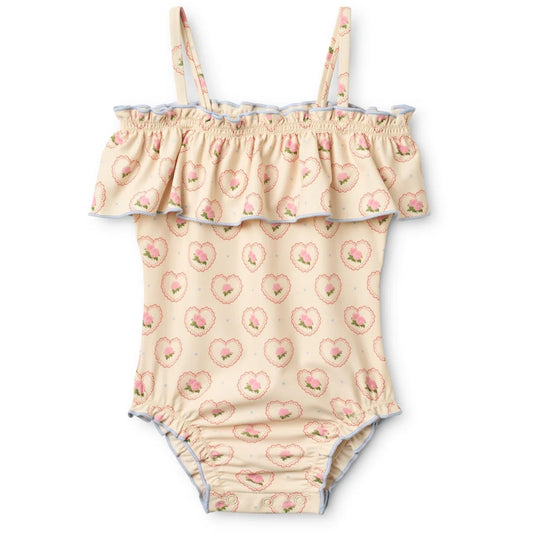 Coral swimsuit rosy heart