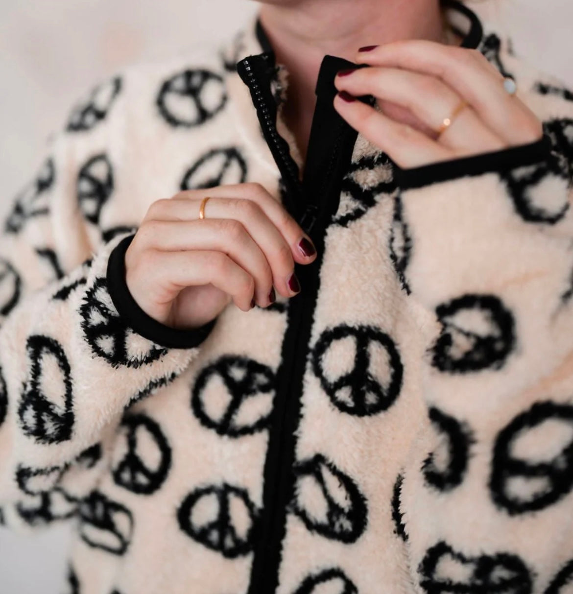 Peace sign ADULT fluffy jacket