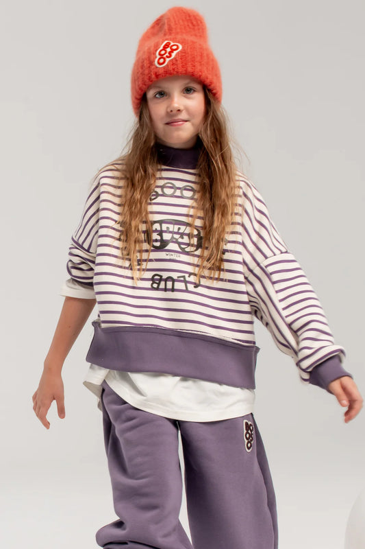 Striped sweater purple/ecru APRES SKI