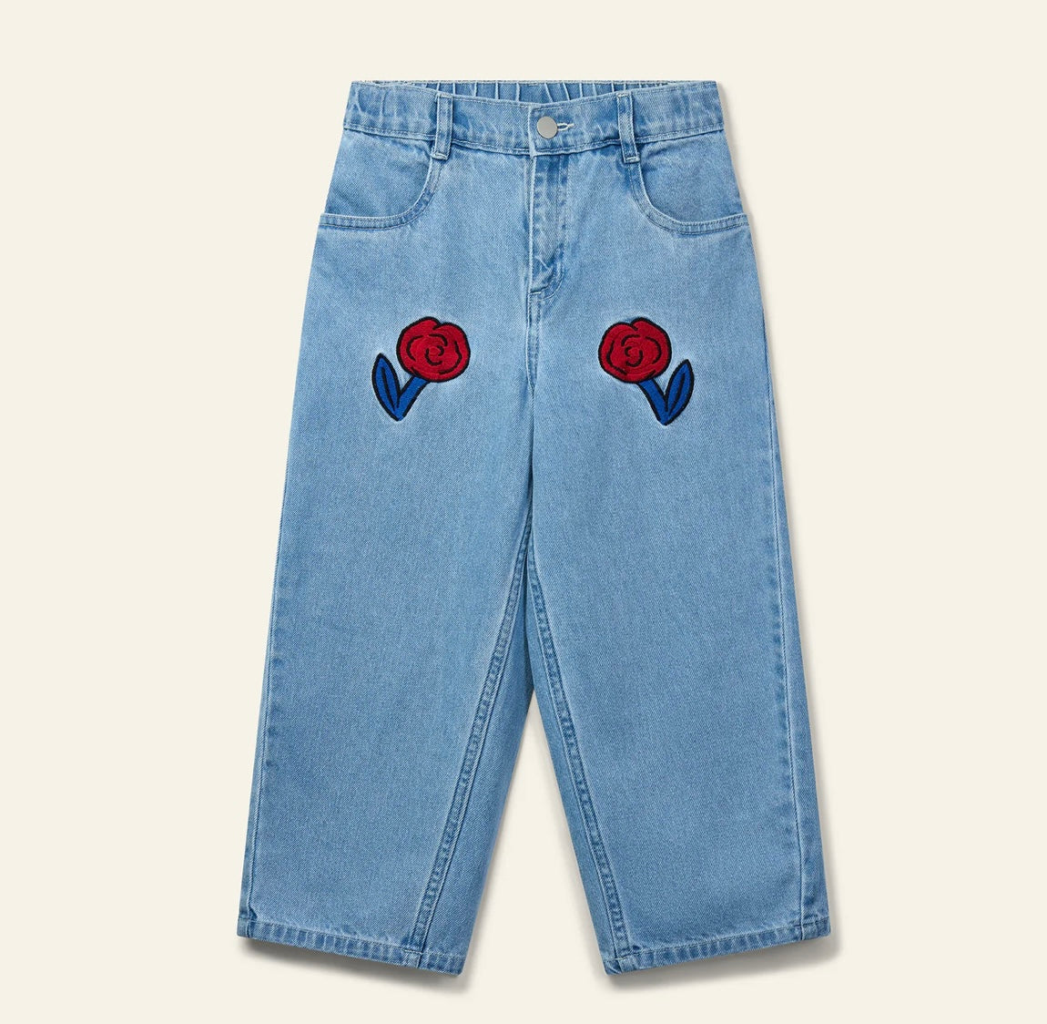 Dahlia jeans mid wash with roses details