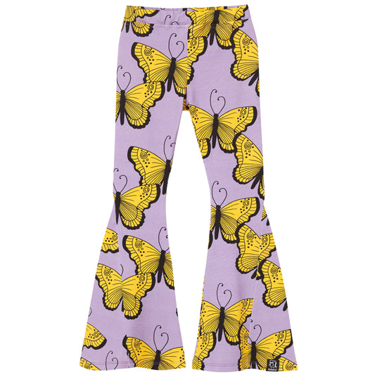 Flared trousers purple butterflies