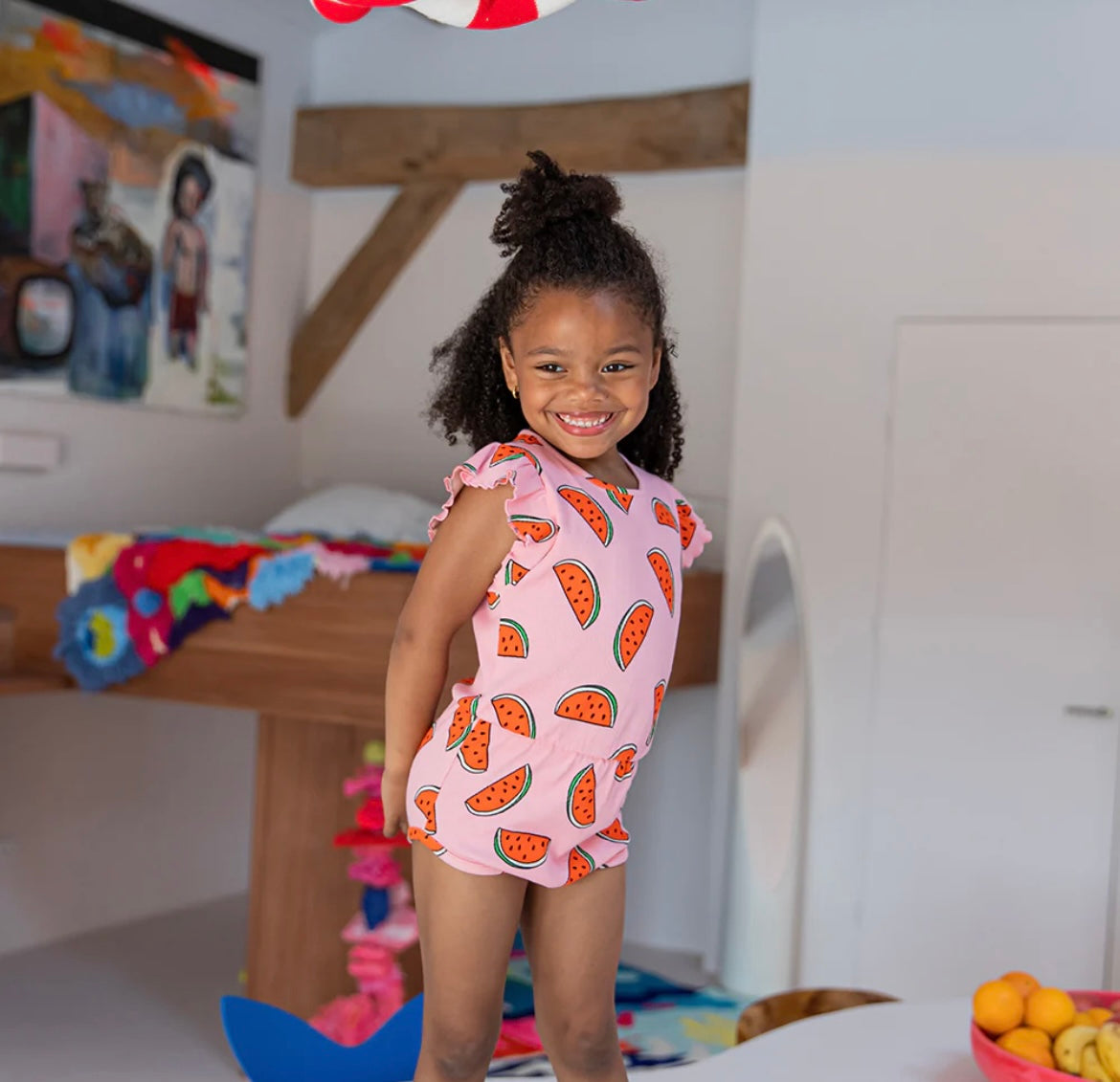 Watermelon ruffled playsuit