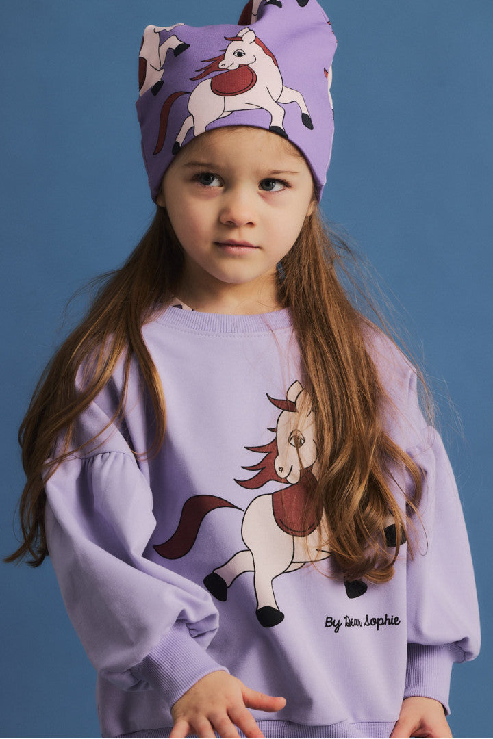 Horse violet puff sweater